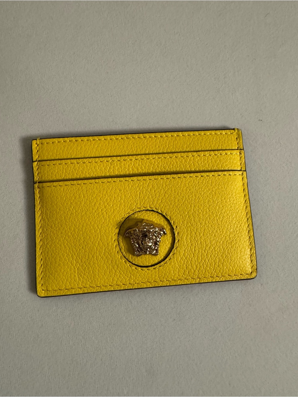 Authentic Versace Yellow Leather Card Holder with Medusa Emblem